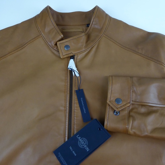Lambskin Soft Fine Leather Moto Bomber Jacket Roundtree Yorke High End Big Tall